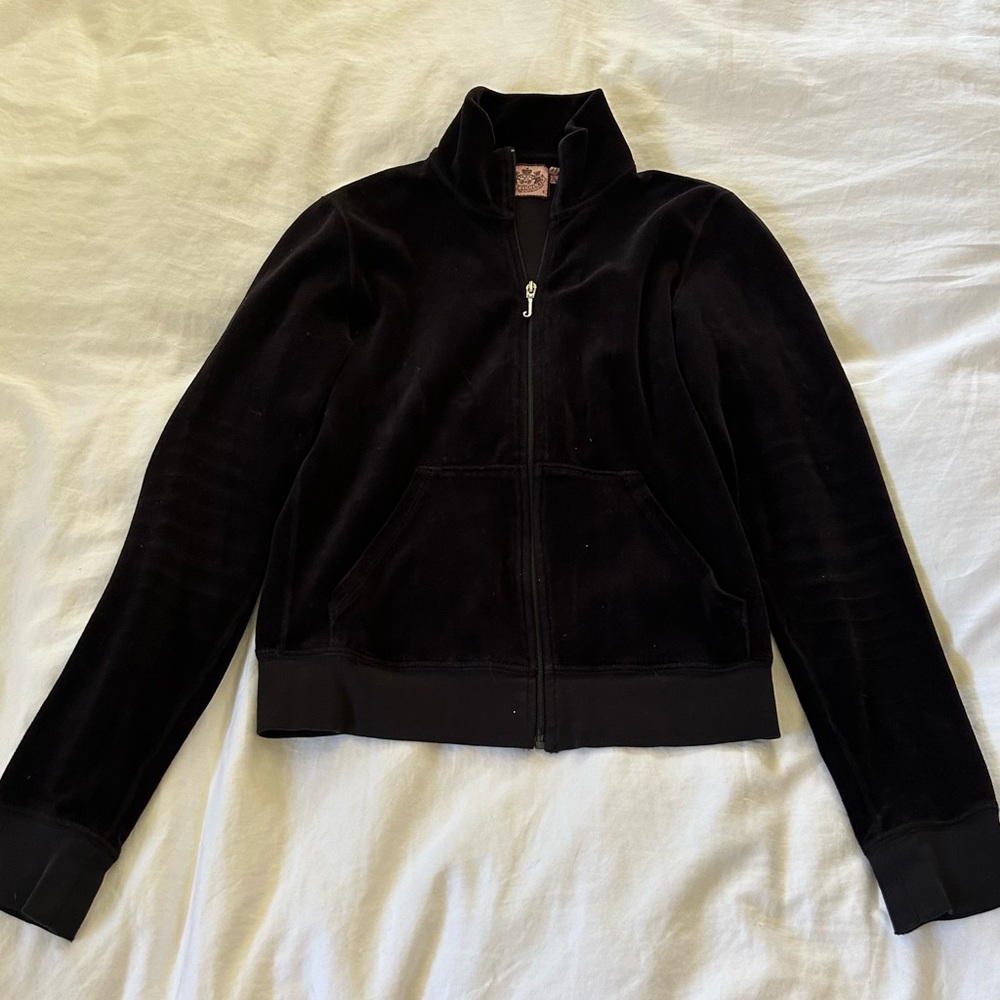 Y2k Black juicy couture velour tracksuit zip up